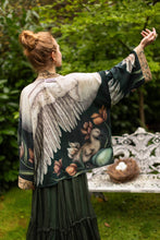 Load image into Gallery viewer, Under My Wing Pixie Crop Kimono w/ Swan &amp; feathers