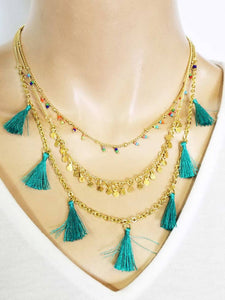 Three Layer Tasseled Necklace