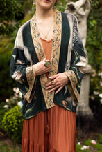 Load image into Gallery viewer, Under My Wing Pixie Crop Kimono w/ Swan &amp; feathers