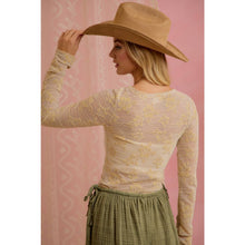 Load image into Gallery viewer, FLORAL EMBROIDERED STRETCH LACE LONG SLEEVE TOP