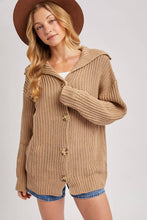 Load image into Gallery viewer, BUTTON DOWN COLLAR NECK RIBBED KNIT SWEATER CARDIGAN