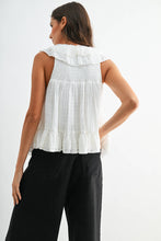 Load image into Gallery viewer, Sleeveless Blouse with Ruffled Embroidered Lace