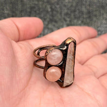 Load image into Gallery viewer, Vintage Irregular White Crystal &amp; Pink Crystal Ring