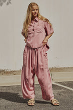 Load image into Gallery viewer, Washed Denim Utility Wide Leg Pants With Cargo Pockets