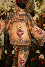 Load image into Gallery viewer, Courage Dear Heart Pixie Duster Crop Kimono w/ Sacred Heart
