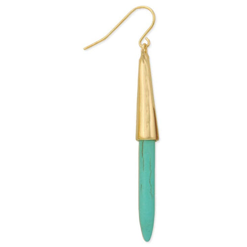 Gold Turquoise Spike Linear Earrings