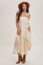 Load image into Gallery viewer, LACE EMBROIDERED TULLE BIB MAXI DRESS WITH LINING
