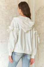 Load image into Gallery viewer, RUFFLED PUFF SLEEVE ZIP UP HOODIE