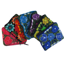 Load image into Gallery viewer, Embroidered Floral Velvet Coin Purse Pouch
