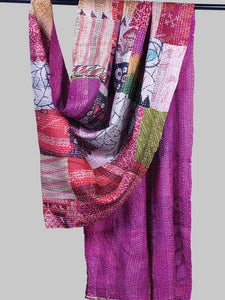 Silk Sari Kantha Throws