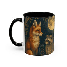 Load image into Gallery viewer, Woodland Fox &amp; Raccoon Moon Mug, Black Ceramic Coffee Cup