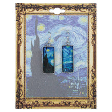Load image into Gallery viewer, Starry Night Print Silver Bar Fine Art Earrings