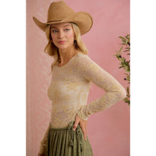 Load image into Gallery viewer, FLORAL EMBROIDERED STRETCH LACE LONG SLEEVE TOP