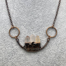 Load image into Gallery viewer, Vintage 3 White Crystal Bronze Pendant Necklace