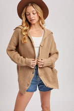 Load image into Gallery viewer, BUTTON DOWN COLLAR NECK RIBBED KNIT SWEATER CARDIGAN