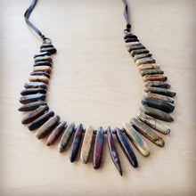 Load image into Gallery viewer, Picasso Jasper Slab Necklace w/ Genuine Leather Ties 261g