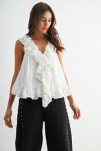 Load image into Gallery viewer, Sleeveless Blouse with Ruffled Embroidered Lace