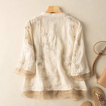 Load image into Gallery viewer, Embroidered Short Sleeve Patchwork Blouse