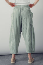 Load image into Gallery viewer, Striped Cotton Drawstring Harem Pants