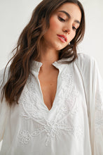 Load image into Gallery viewer, Boho-Chic Embroidered White Peasant Blouse