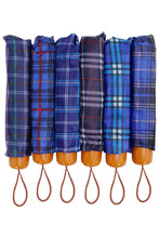 Load image into Gallery viewer, Blue Plaid Manual 8-panel 3-fold Compact Umbrella