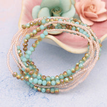 Load image into Gallery viewer, Blue Peach Bead Stretch Wrap Bracelet or Necklace