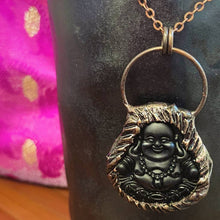 Load image into Gallery viewer, Black Obsidian Buddha Necklace