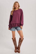 Load image into Gallery viewer, RUFFLED PEPLUM HEM OVERSIZED KNIT TOP