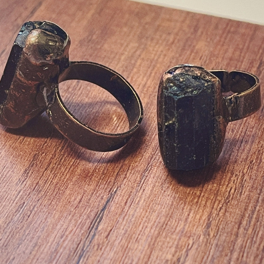 Raw Black Tourmaline Ring