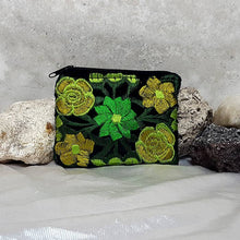 Load image into Gallery viewer, Embroidered Floral Velvet Coin Purse Pouch