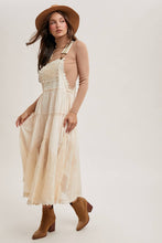 Load image into Gallery viewer, LACE EMBROIDERED TULLE BIB MAXI DRESS WITH LINING