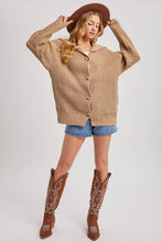 Load image into Gallery viewer, BUTTON DOWN COLLAR NECK RIBBED KNIT SWEATER CARDIGAN