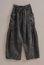 Load image into Gallery viewer, Washed Denim Utility Wide Leg Pants With Cargo Pockets