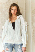 Load image into Gallery viewer, RUFFLED PUFF SLEEVE ZIP UP HOODIE