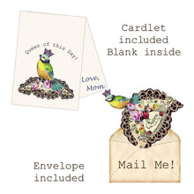 Load image into Gallery viewer, Greeting Card with Tiara, Queen of This Day, Songbird