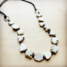 Load image into Gallery viewer, White Turquoise Slab Necklace with Leather Closure 228O