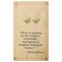 Load image into Gallery viewer, Literary Quotes Gold Happy Heart Post Earrings