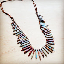 Load image into Gallery viewer, Aqua Terra Slab Necklace with Genuine Leather Ties 250b