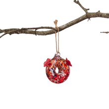 Load image into Gallery viewer, Round Red Art Glass Double Hummingbird Feeder