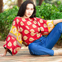 Load image into Gallery viewer, Reversible Kantha Kimono Crop Top