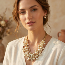 Load image into Gallery viewer, Coastal Chunky Pearl Necklace | Handmade Statement Jewelry