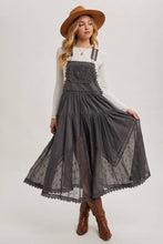 Load image into Gallery viewer, LACE EMBROIDERED TULLE BIB MAXI DRESS WITH LINING