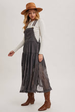 Load image into Gallery viewer, LACE EMBROIDERED TULLE BIB MAXI DRESS WITH LINING