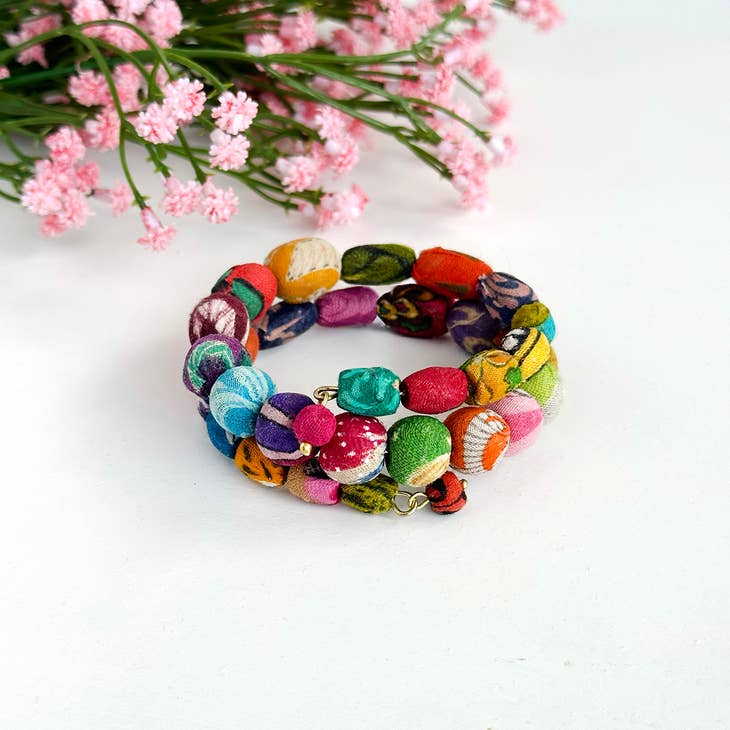 Whirled Kantha Spiral Bracelet