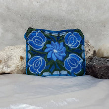 Load image into Gallery viewer, Embroidered Floral Velvet Coin Purse Pouch