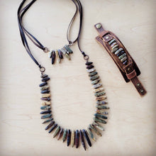 Load image into Gallery viewer, Picasso Jasper Slab Necklace w/ Genuine Leather Ties 261g