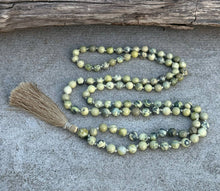 Load image into Gallery viewer, Natural Serpentine Hand Knotted Mala, Rosary 108 Beads