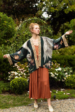 Load image into Gallery viewer, Under My Wing Pixie Crop Kimono w/ Swan &amp; feathers