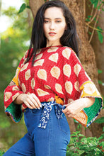 Load image into Gallery viewer, Reversible Kantha Kimono Crop Top