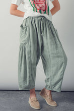 Load image into Gallery viewer, Striped Cotton Drawstring Harem Pants